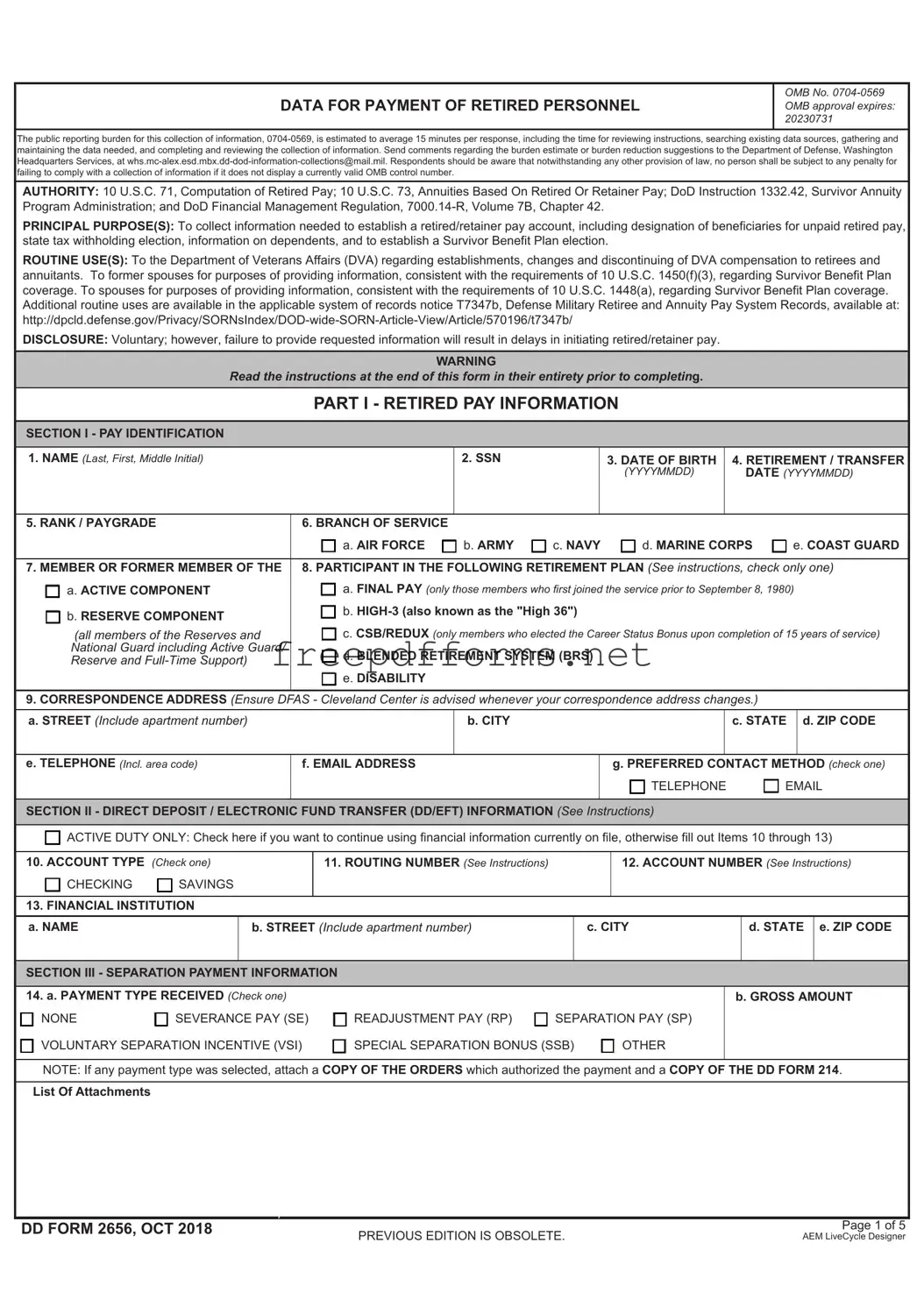 Fill a Valid DD 2656 Template