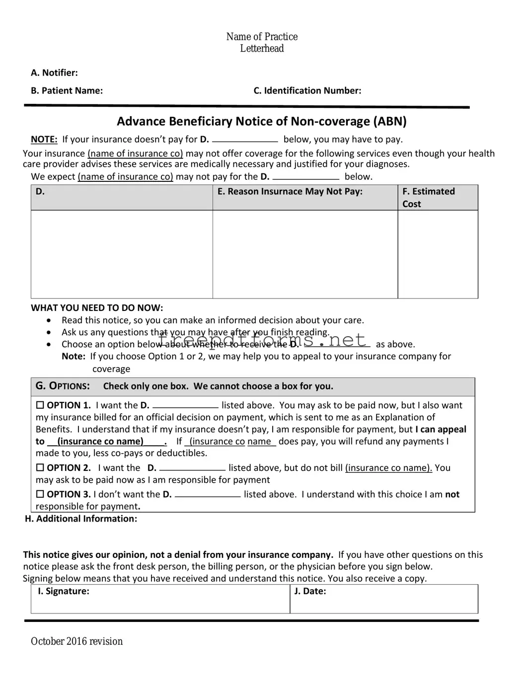 Fill a Valid Advance Beneficiary Notice of Non-coverage Template