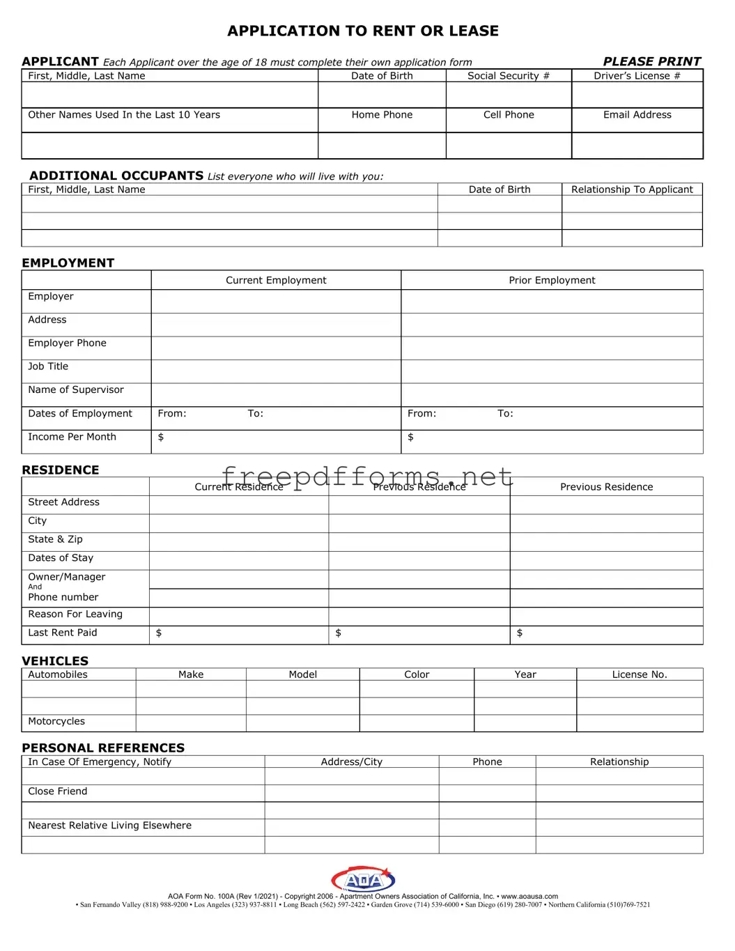Fill a Valid Aoa 100A Template