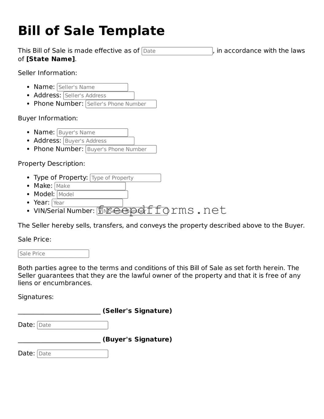 Bill of Sale Template