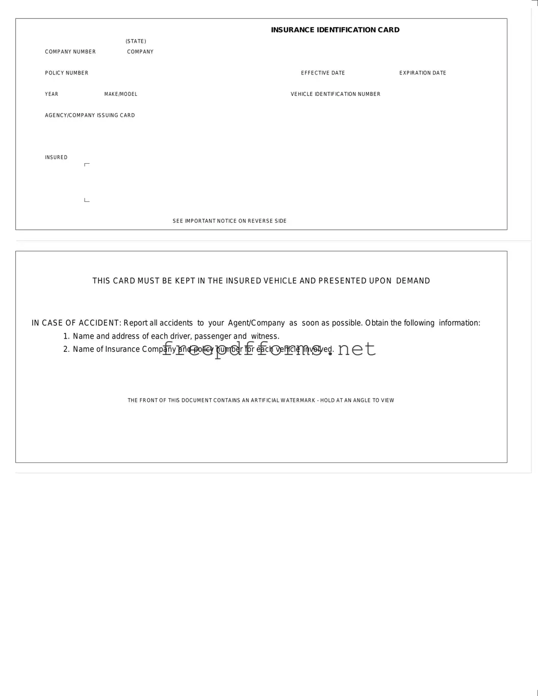 Fill a Valid Auto Insurance Card Template