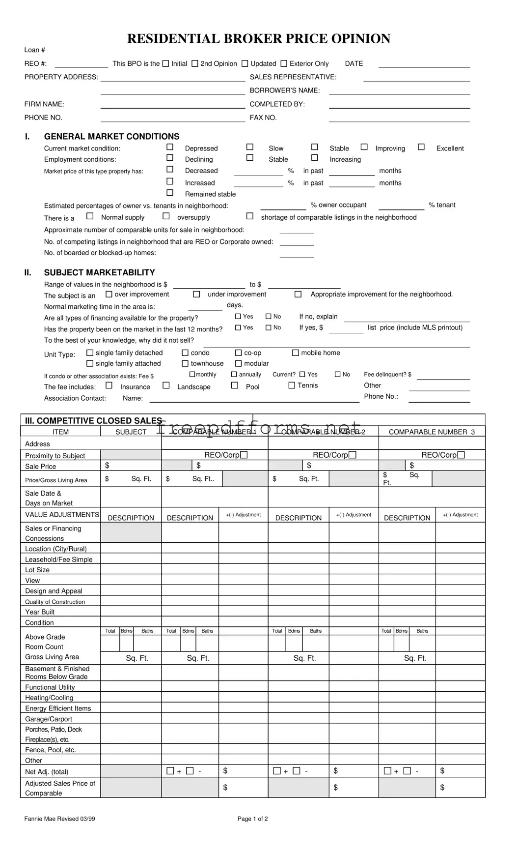 Fill a Valid Broker Price Opinion Template