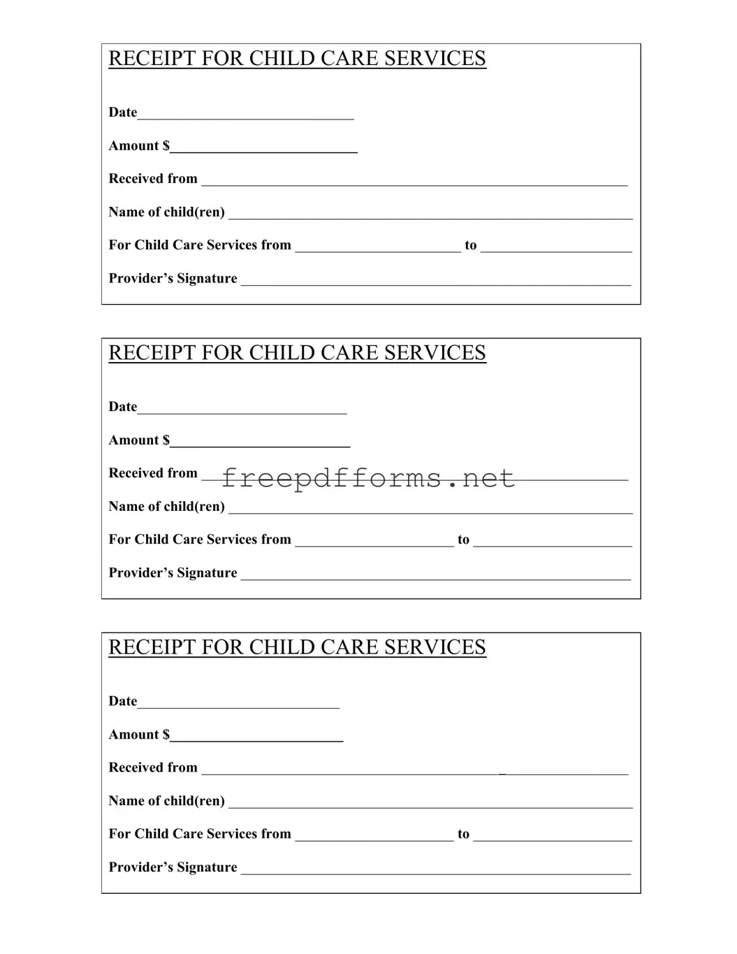 Fill a Valid Childcare Receipt Template