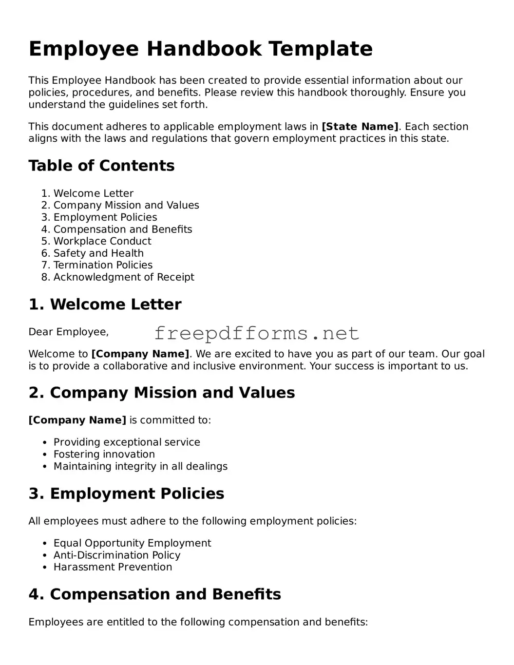 Employee Handbook Template