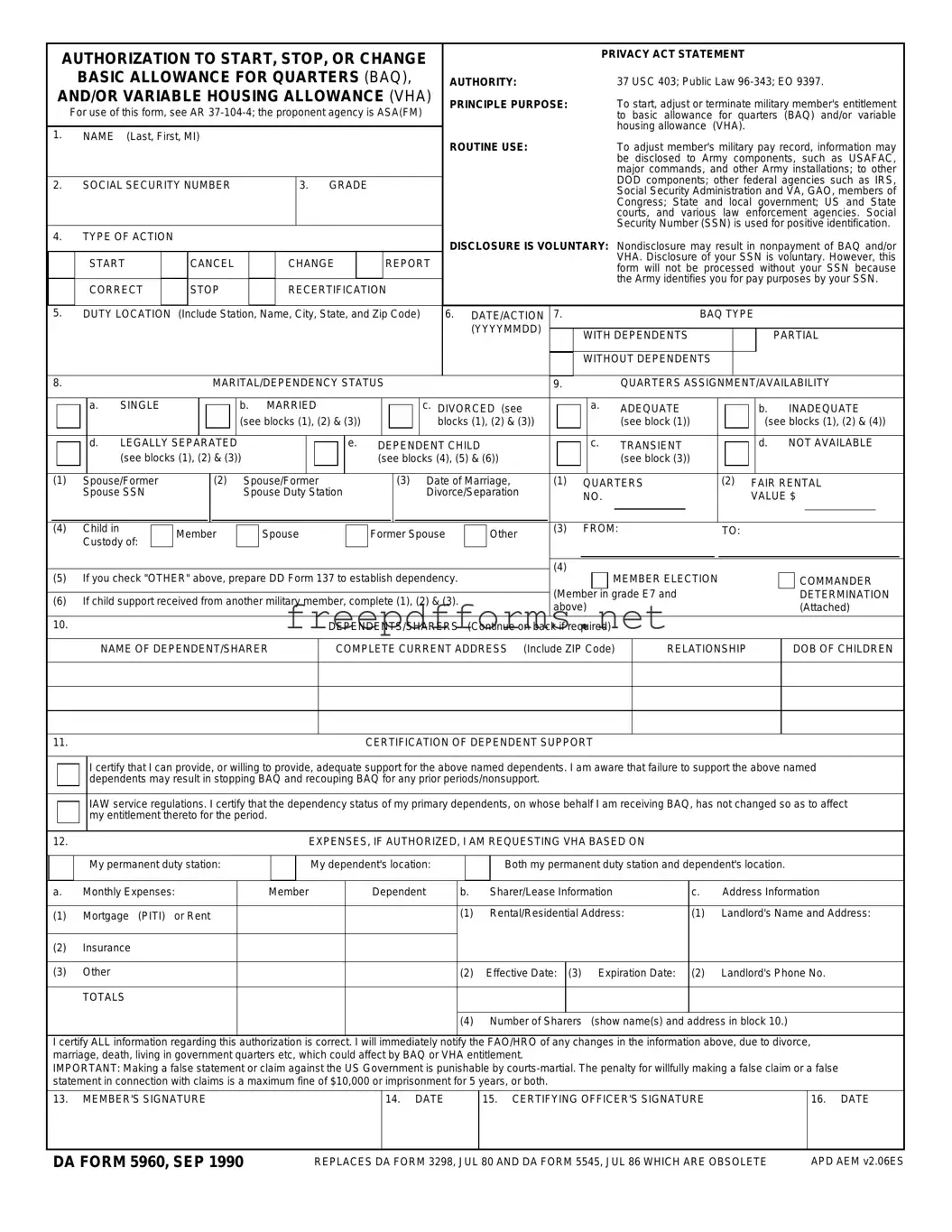 Fill a Valid DA 5960 Template