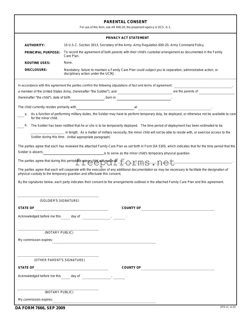 Fill a Valid DA 7666 Template