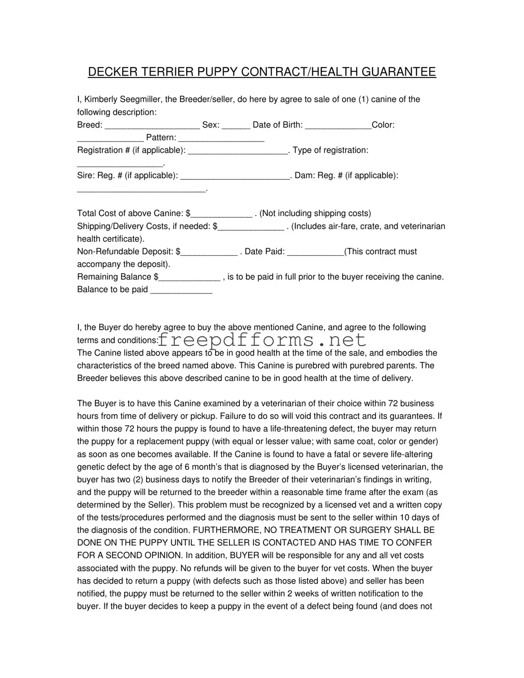 Fill a Valid Health Guarantee Template