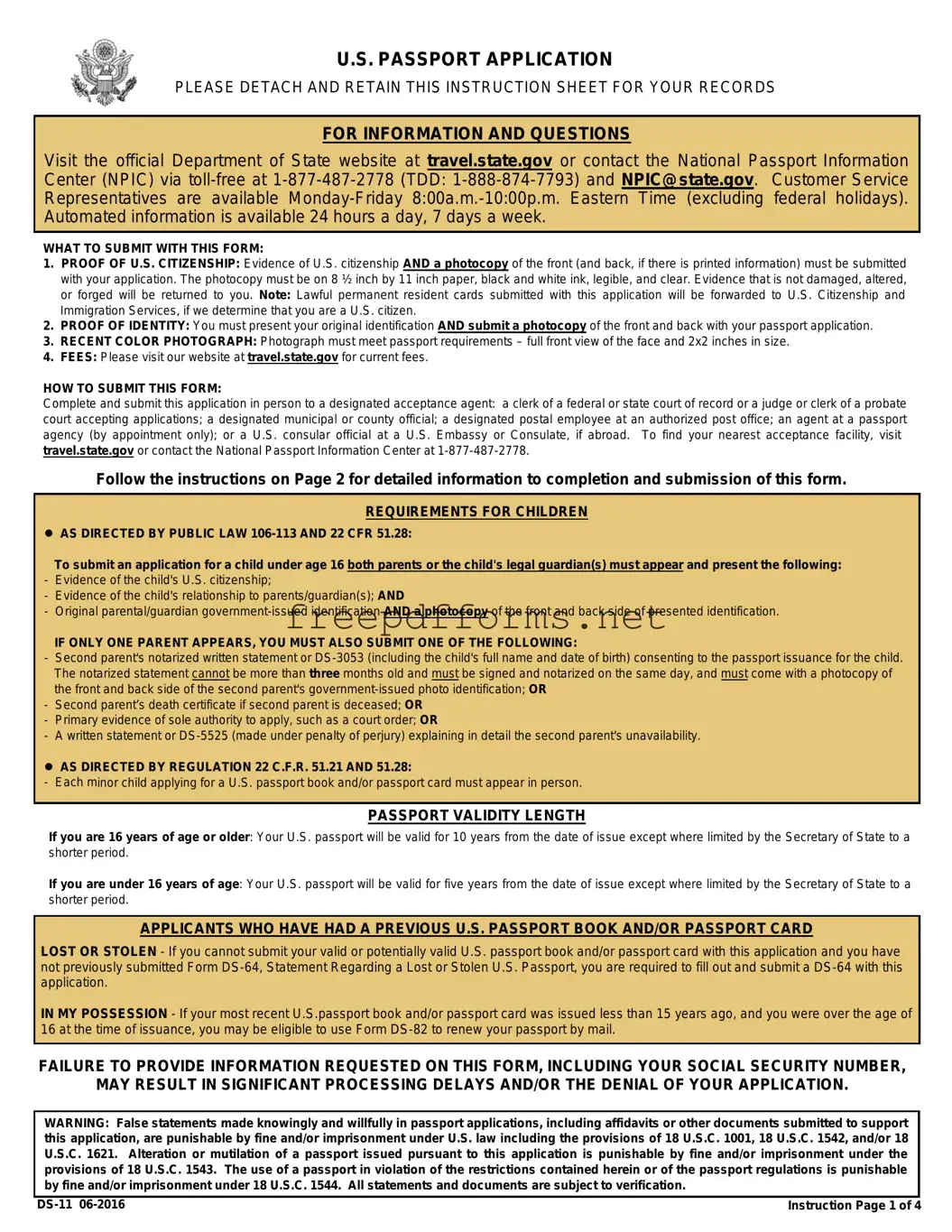 Fill a Valid DS-11 U.S. Passport application Template