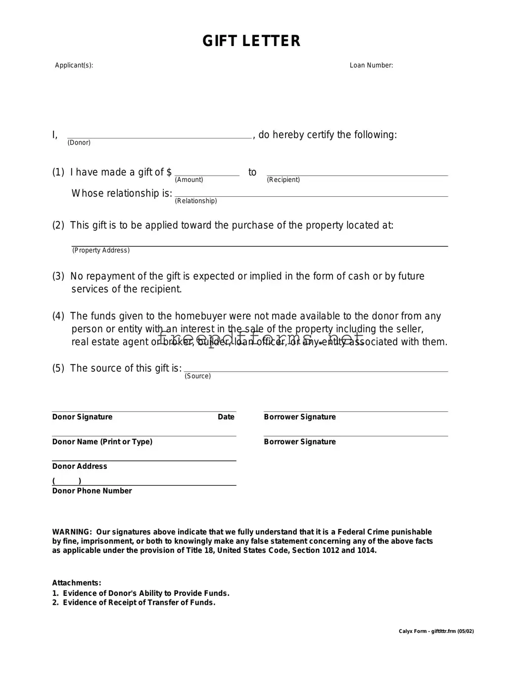 Fill a Valid Gift Letter Template