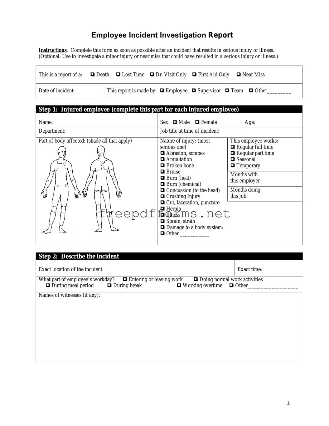 Fill a Valid Employee Accident Report Template