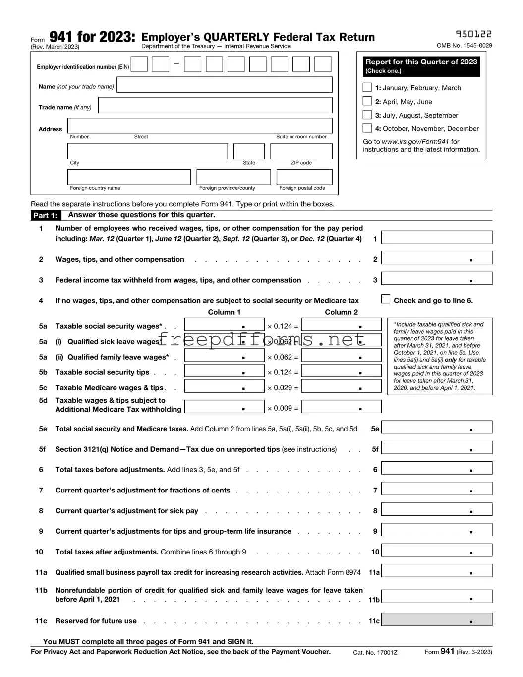 Fill a Valid IRS 941 Template