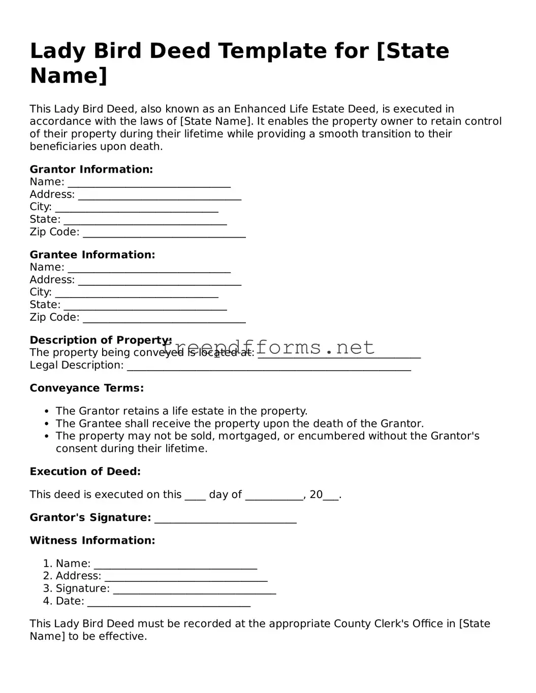 Lady Bird Deed Template