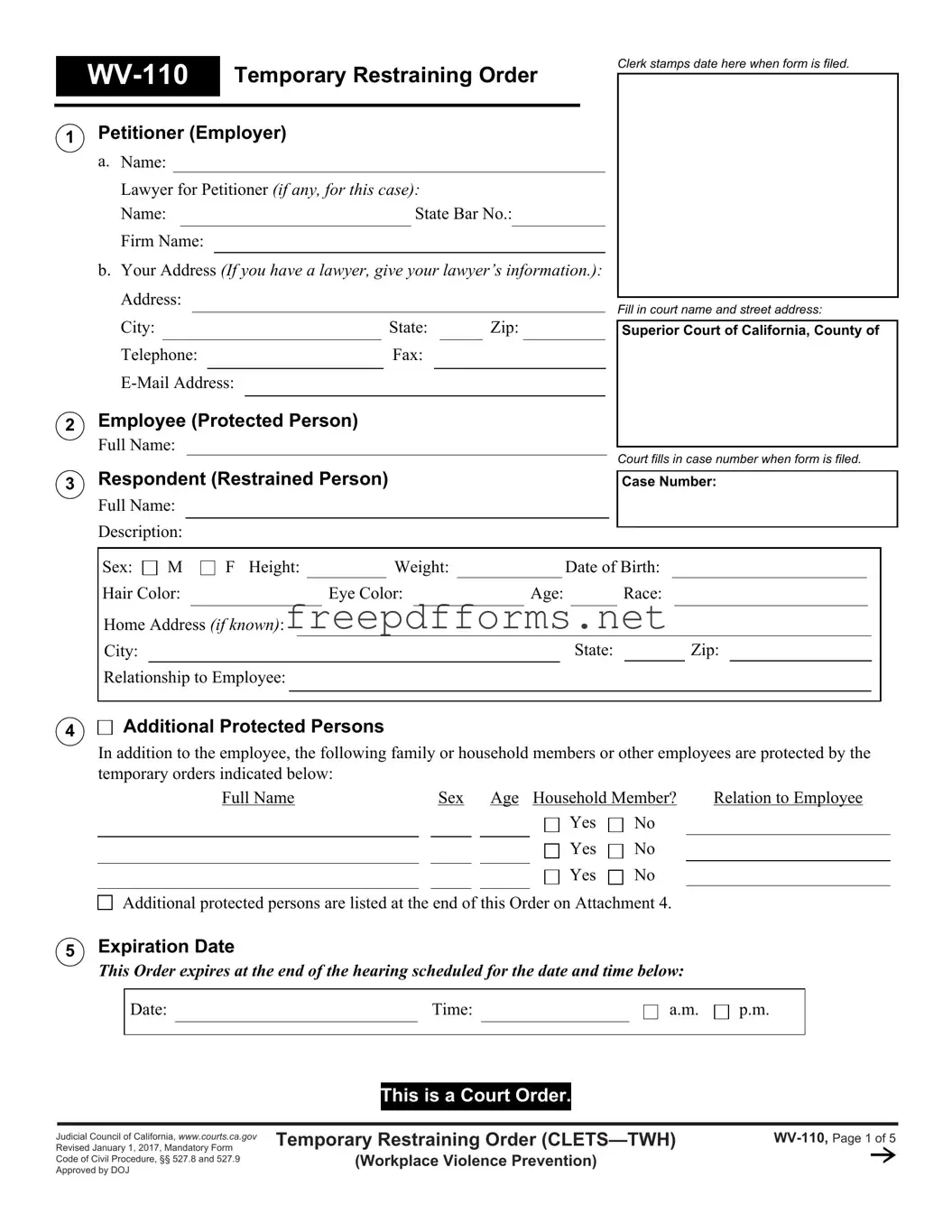 Fill a Valid Fake Restraining Order Template
