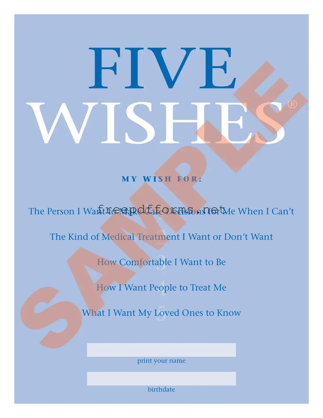 Fill a Valid 5 Wishes Document Template