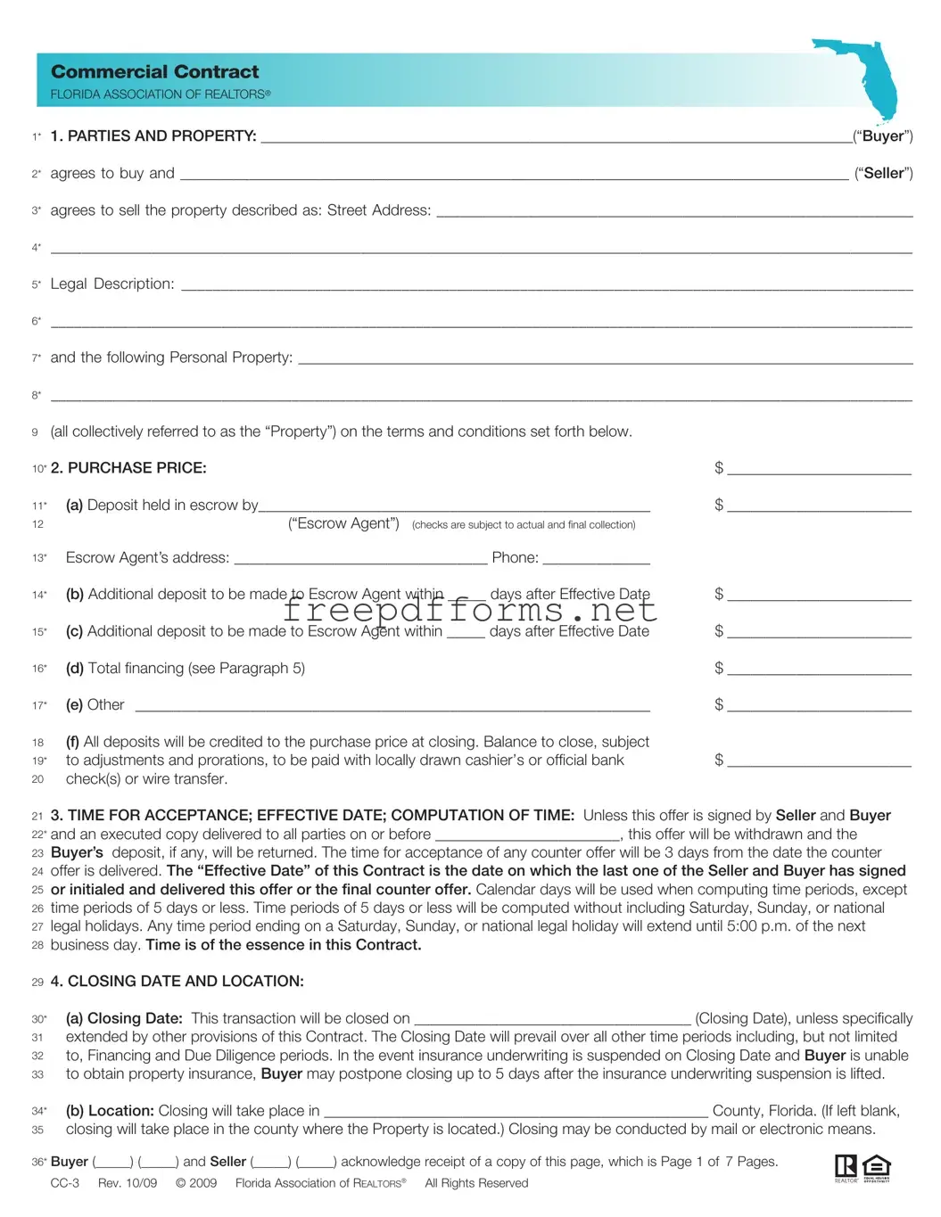 Fill a Valid Florida Commercial Contract Template