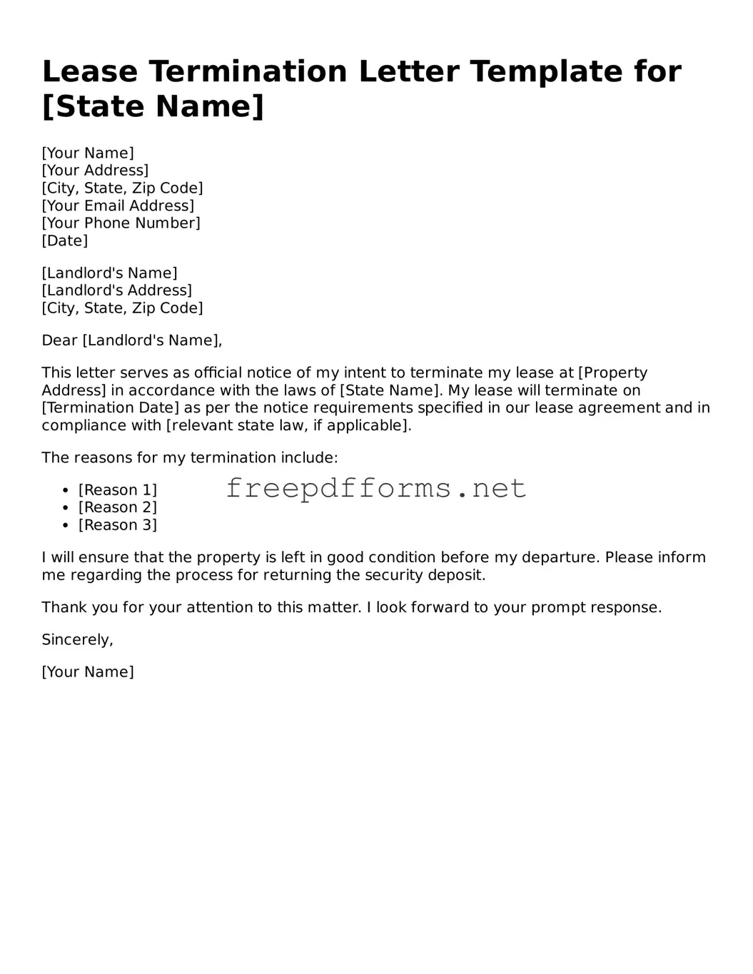 Lease Termination Letter Template