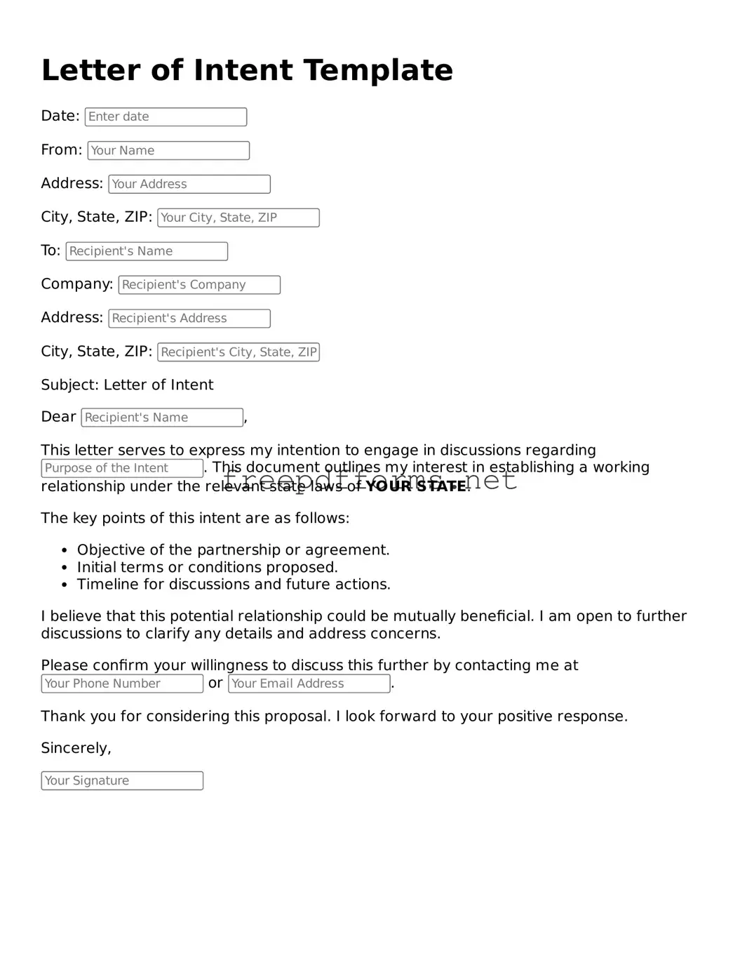 Letter of Intent Template
