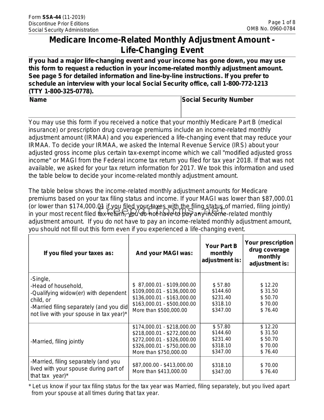 Fill a Valid SSA SSA-44 Template