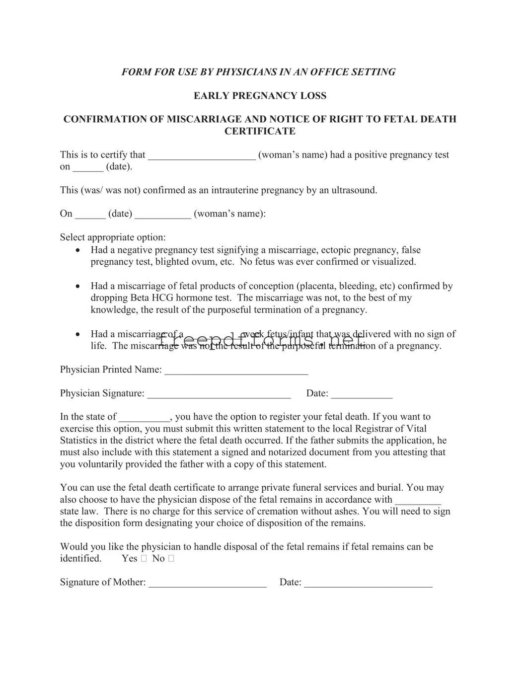 Fill a Valid Miscarriage Discharge Paper Template