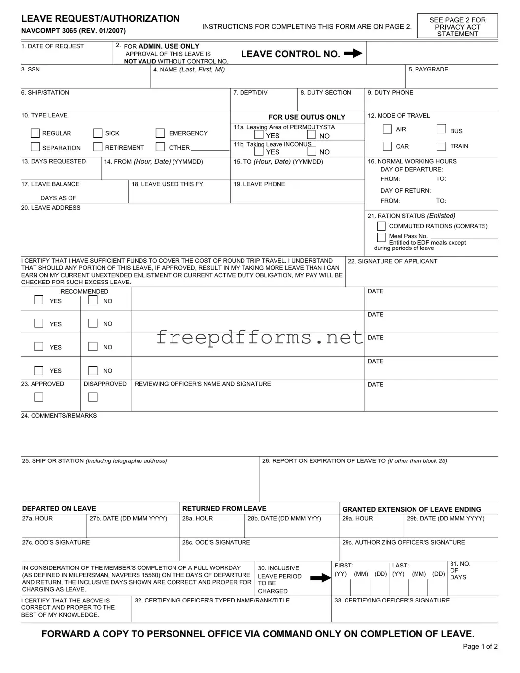 Fill a Valid Navcompt 3065 Template