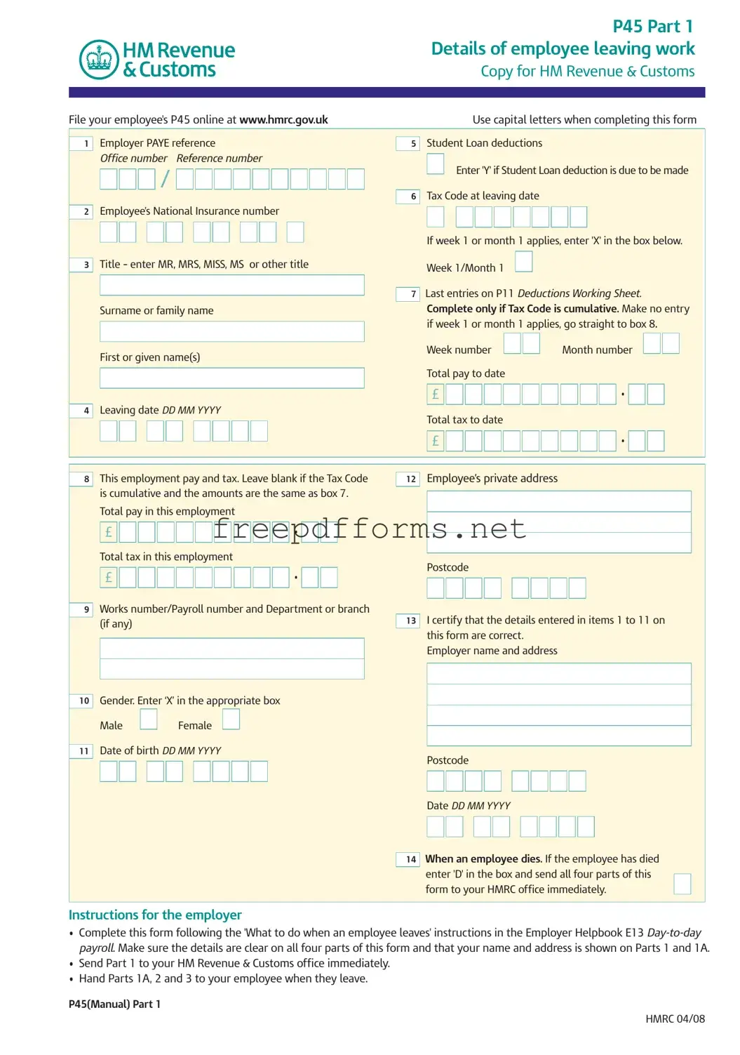 Fill a Valid P 45 It Template