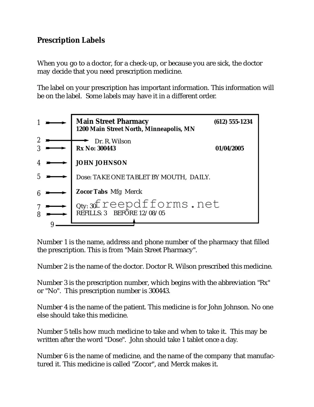 Fill a Valid Prescription Label Template