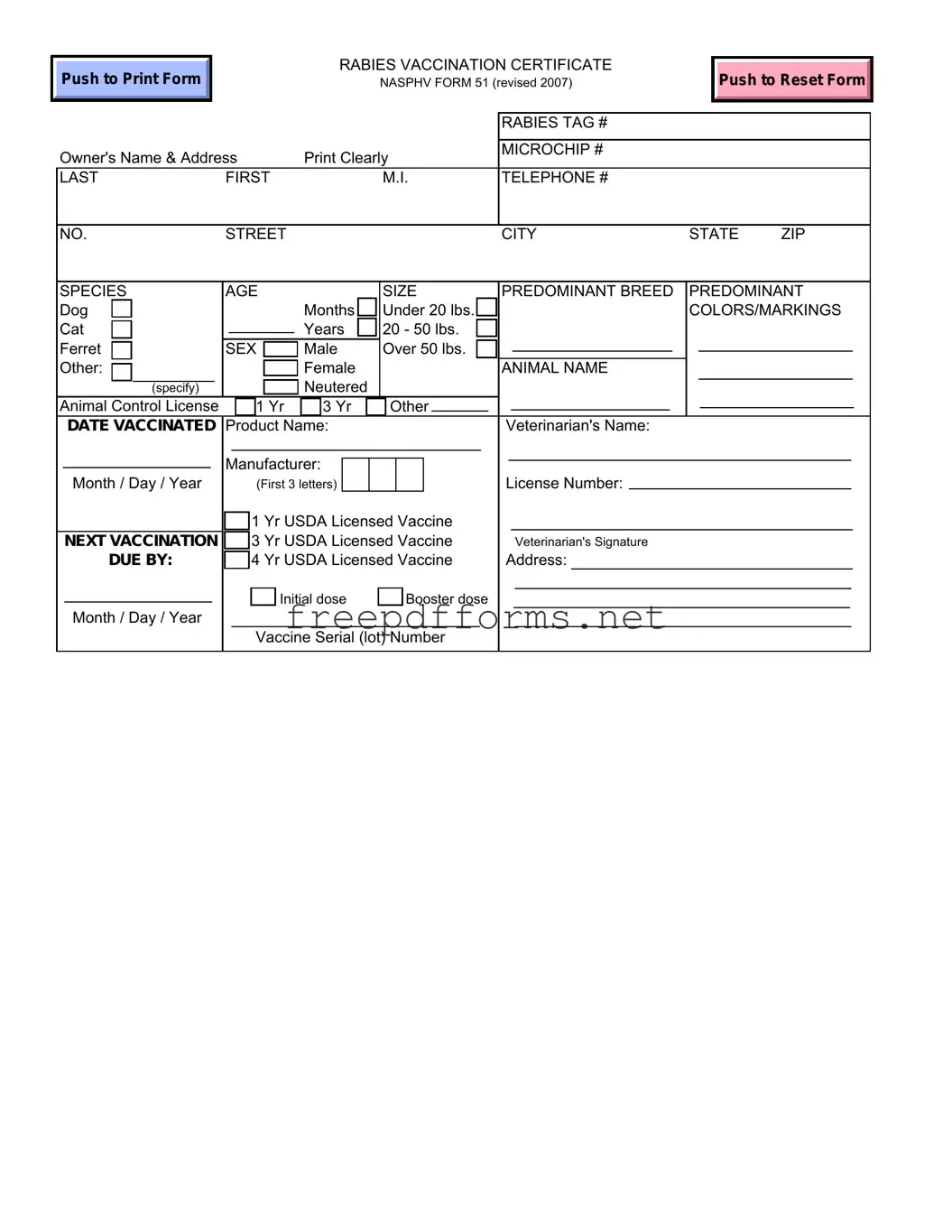 Fill a Valid Rabies Certificate Template
