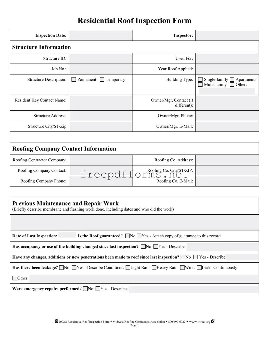 Fill a Valid Roof Inspection Template