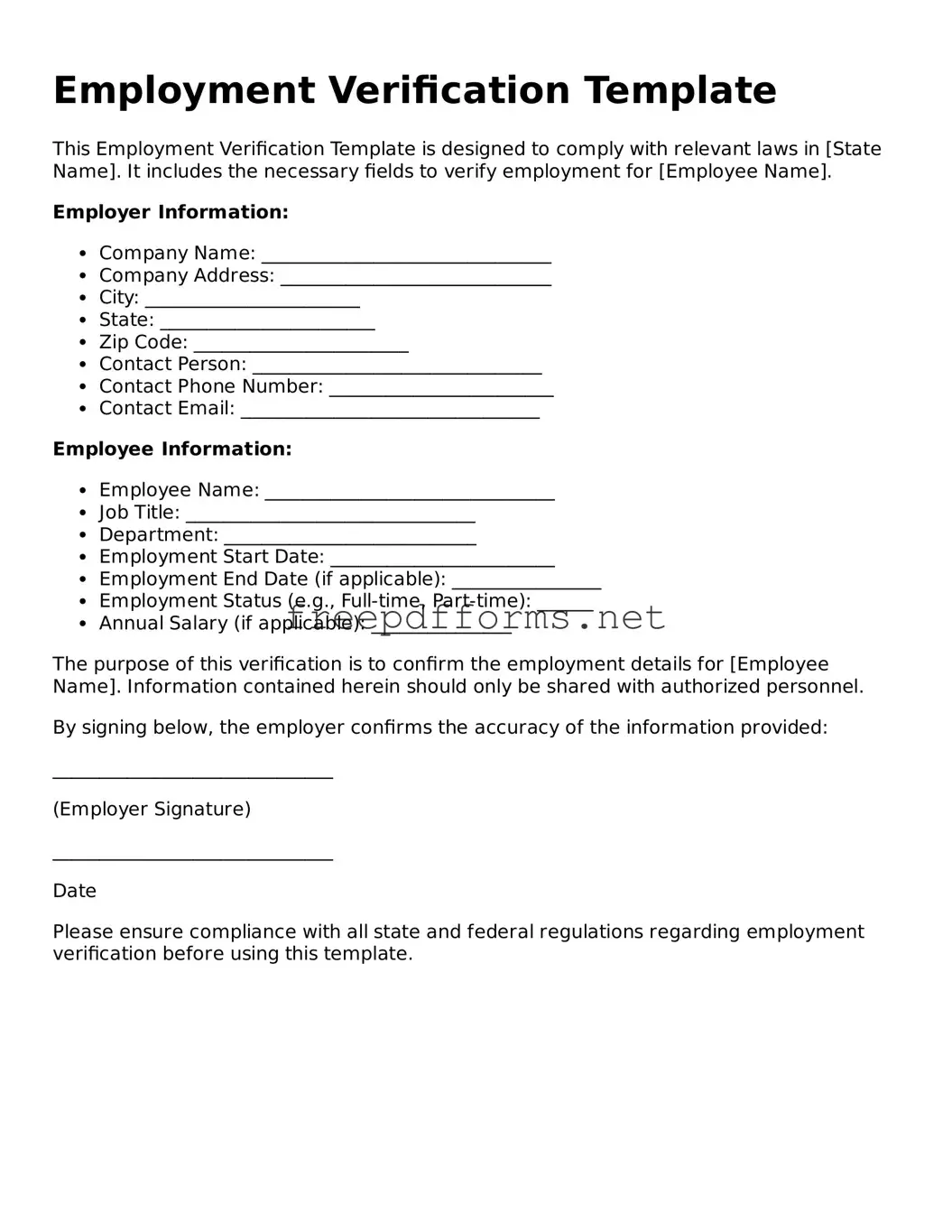 Employment Verification Template
