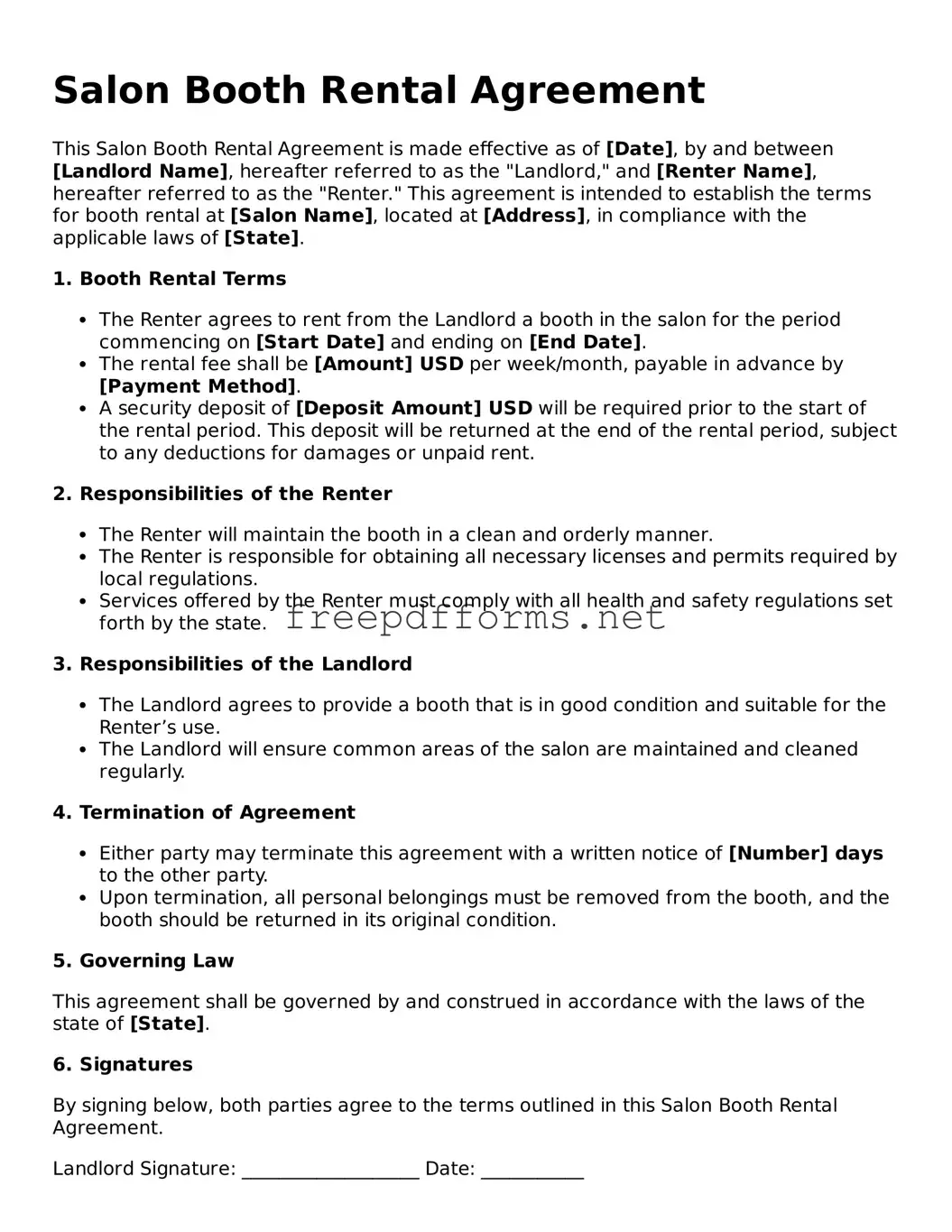 Salon Booth Rental Agreement Template