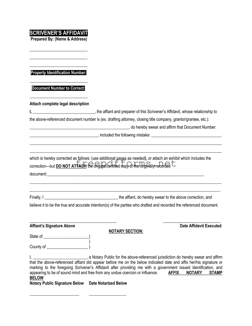 Fill a Valid Scrivener's Affidavit Template