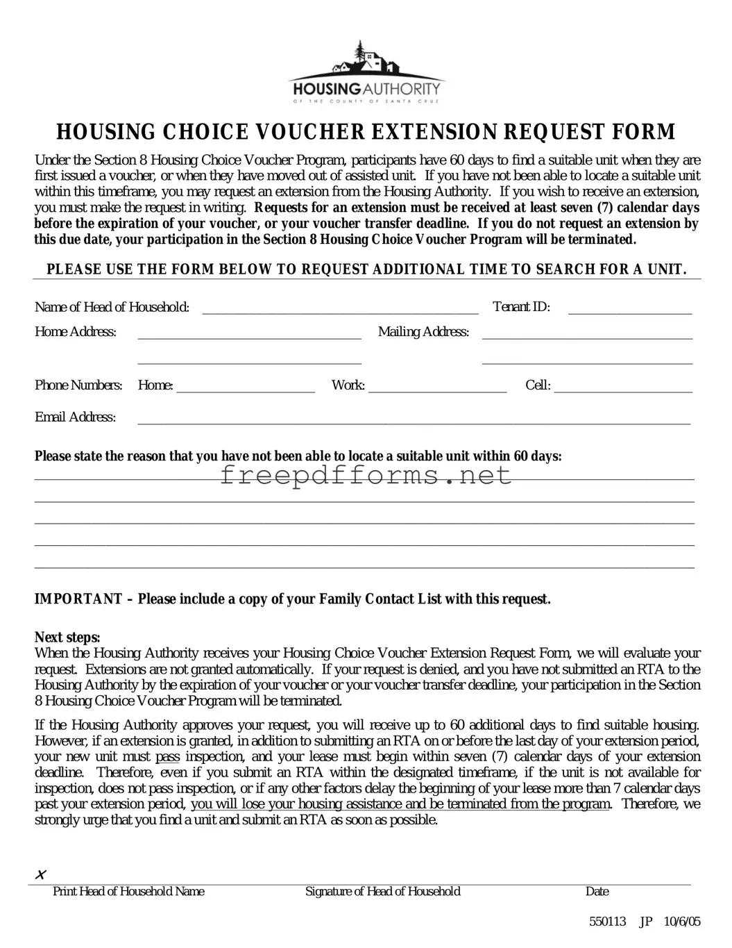 Fill a Valid Section 8 Voucher Extension Template