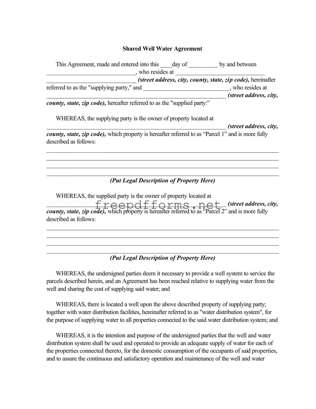 Fill a Valid Shared Well Agreement Template