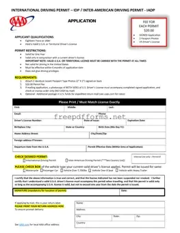 Fill a Valid Aaa International Driving Permit Application Template