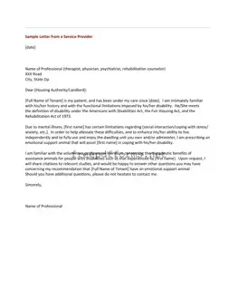 Fill a Valid Emotional Support Animal Letter Template