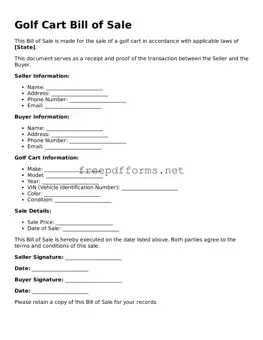 Golf Cart Bill of Sale Template