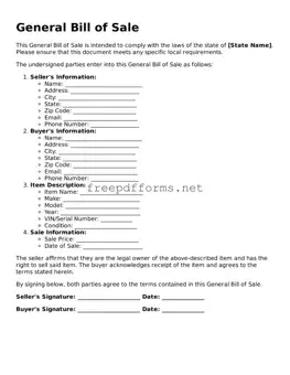 General Bill of Sale Template