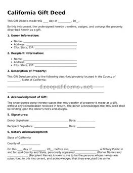 Free Gift Deed Form for California State