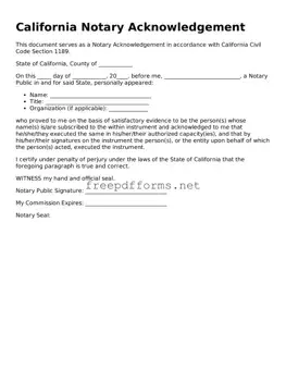 Free Notary Acknowledgement Form for California State