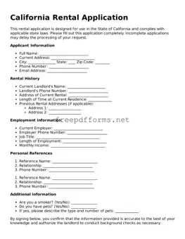 Free Rental Application Form for California State
