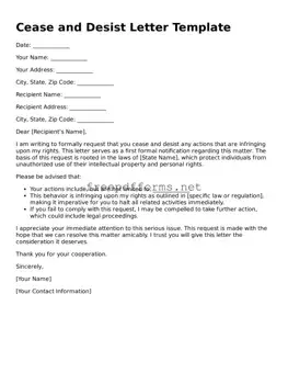 Cease and Desist Letter Template