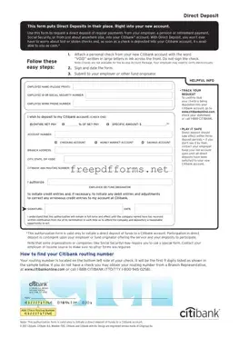 Fill a Valid Citibank Direct Deposit Template