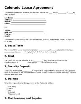 Free Lease Agreement Form for Colorado State