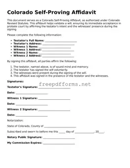 Free Self-Proving Affidavit Form for Colorado State