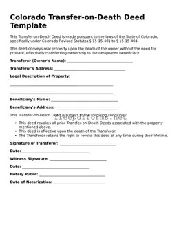Free Transfer-on-Death Deed Form for Colorado State