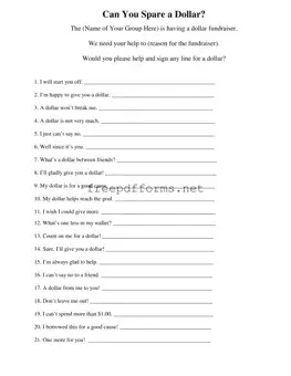 Fill a Valid Donated A Dollar Template