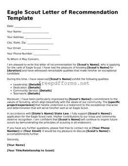 Eagle Scout Letter of Recommendation Template