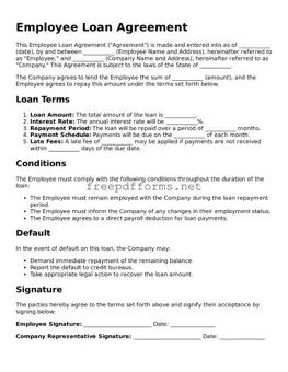 Employee Loan Agreement Template