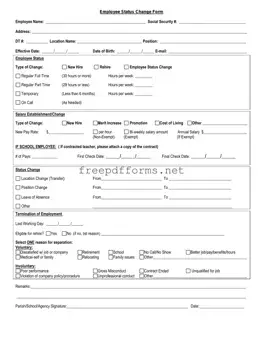 Fill a Valid Employee Status Change Template