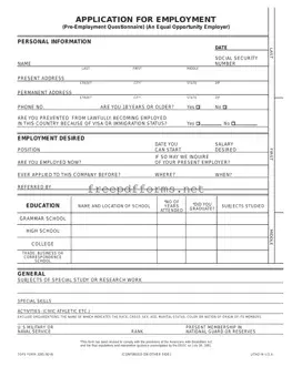 Fill a Valid Employment Application Pdf Template
